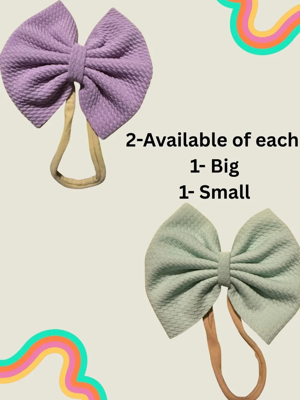Soft Knit Bow Headband for Kids - Lavender & Mint